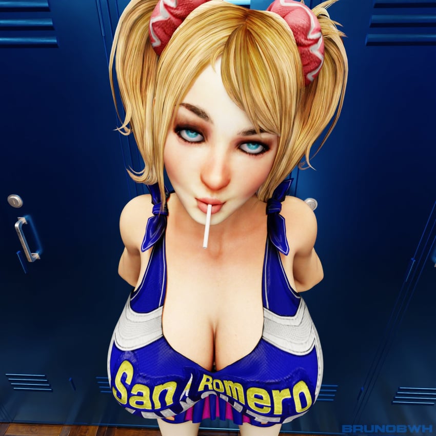 1girls 3d arms_behind_back blender blonde_hair blue_eyes brunobwh clothed huge_breasts juliet_starling locker_room lockers lollipop lollipop_chainsaw looking_at_viewer looking_up nude puckered_lips revealing_clothes self_upload solo solo_female twintails