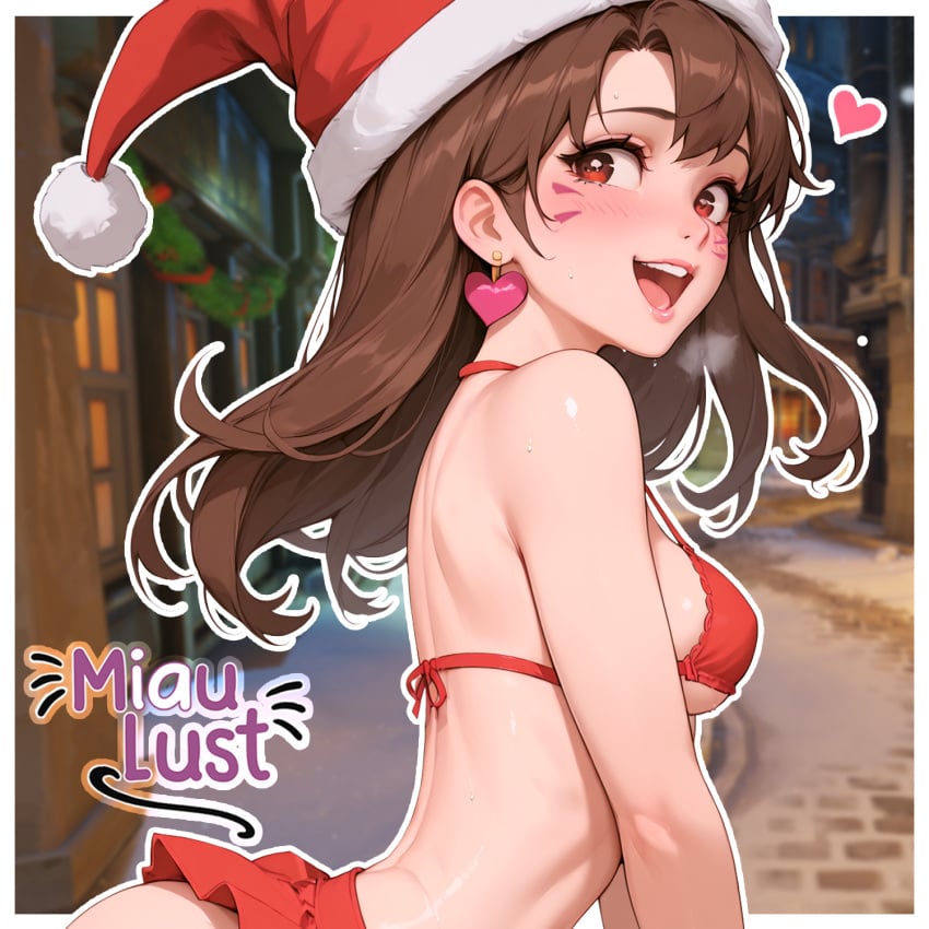 ai_generated christmas christmas_outfit d.va d.va_(overwatch_2) miaulust overwatch overwatch_2