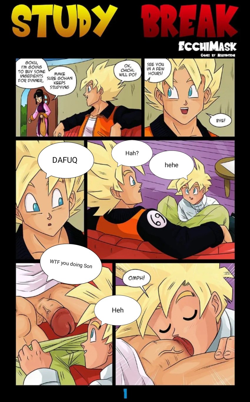 chichi comic dragon_ball dragon_ball_z father_and_son gay mother parody son_gohan son_goku yaoi