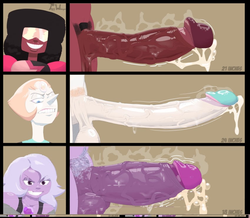 amethyst_(steven_universe) big_penis cartoon_network cock_chart dick_chart futanari garnet_(steven_universe) gem_(species) huge_cock huge_cock measurements pearl_(steven_universe) penis penis_chart penis_size_chart penis_size_difference poppy-whomper pubic_hair steven_universe text uncensored