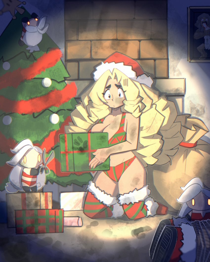 big_breasts bikini blonde_female blonde_hair blonde_hair_female breasts christmas christmas_clothing christmas_outfit christmas_tree cleavage curvy curvy_body curvy_female curvy_figure dirt dirty gift gift_box gift_wrapped kap_o maria_(kap_o) messy oc original original_character present presents revealing_clothes rope stockings tagme thigh_highs thighhighs thighs tied tied_up voluptuous voluptuous_female