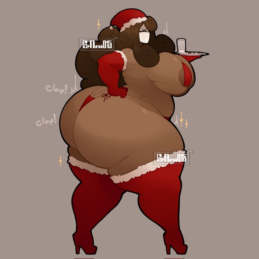 ass big_ass big_breasts big_butt big_hips big_thighs breasts butt christmas christmas_outfit curvy_body curvy_hips dumptruck_ass dumptruck_butt fat_ass full_body hips huge_ass hyper_ass hyper_breasts hyper_thighs lady_silhouette masked masked_female original srnava teapot_(body_type) thick_ass thick_breasts thick_butt thick_legs thick_thighs thighs walking