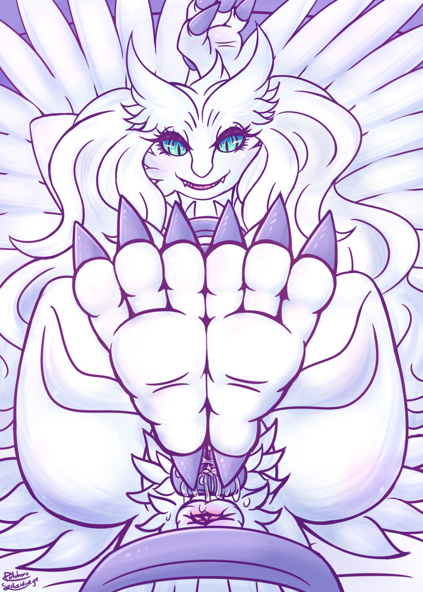 1girls 2019 4_toes absurd_res animal_genitalia animal_pussy anisodactyl anthro anthrofied anus ass barefoot bed bedroom big_butt big_feet blush bodily_fluids canine_pussy claws curvy_figure digital_media_(artwork) dragon dripping eyelashes feathered_dragon feathered_wings feathers female female_only feral first_person_view foot_focus foreshortening front_view fur furniture furry genital_fluids hair half-closed_eyes hi_res huge_thighs inside legendary_pokémon legs_up long_hair looking_at_viewer lying mammal mature_female messy nintendo on_back on_bed open_mouth orgasm original_character patohoro pillow pokémon_(species) pokemon pokemon_bw pubic_hair puffy_anus pussy pussy_juice reshiram seductive slit slit_pupils smile spread_legs spreading teal_eyes teeth text thick_thighs toe_claws toes video_games voluptuous watermark white_body white_feathers white_fur white_hair wide_hips wings