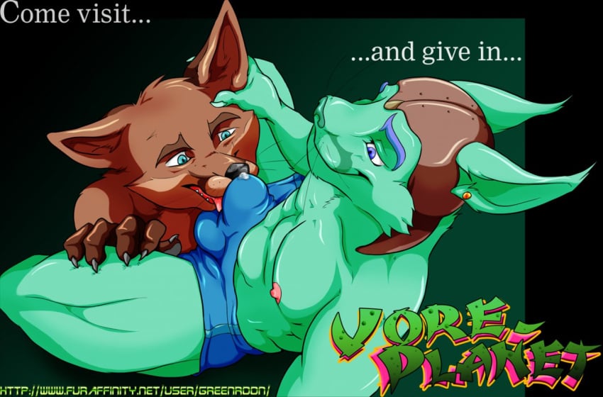 2013 anthro blue_bottomwear blue_clothing blue_eyebrows blue_eyes blue_shorts bodily_fluids bottomwear brown_body brown_fur bulge canid canine clothing cum detailed_bulge duo ear_piercing eyebrows fox fur genital_fluids green_body green_roon green_roon_(character) hand_on_head licking_bulge lombax looking_at_bulge male male/male mammal mostly_nude muscular nipples piercing precum precum_bead precum_through_clothing ratchet_and_clank shirtless shorts smile sony_corporation sony_interactive_entertainment text url vore_planet wet wet_clothing