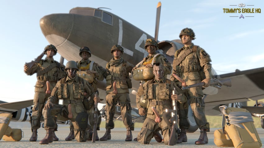 army erection exhibitionism gay gay_male gay_sex group group_picture male medal_of_honor_airborne military outdoors soldier soldiers tommys_eagle_hq uniform ww2