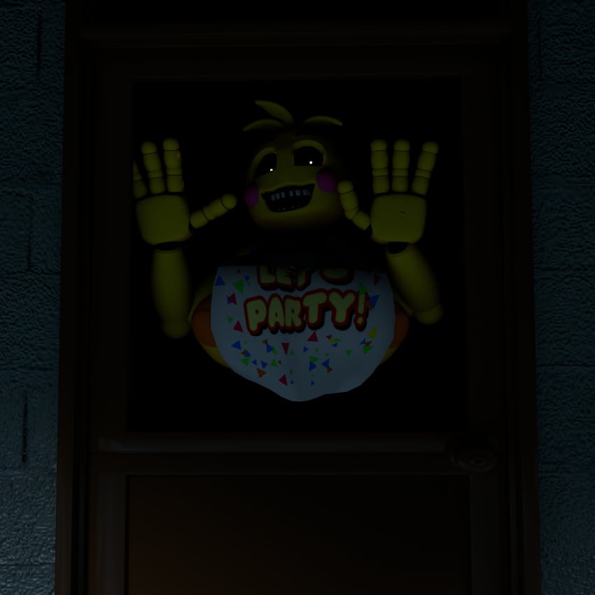 3d 3d_(artwork) big_breasts breasts female five_nights_at_freddy&#039;s five_nights_at_freddy&#039;s_2 fnaf robot_chicken solo toy_chica_(fnaf) yellow_body