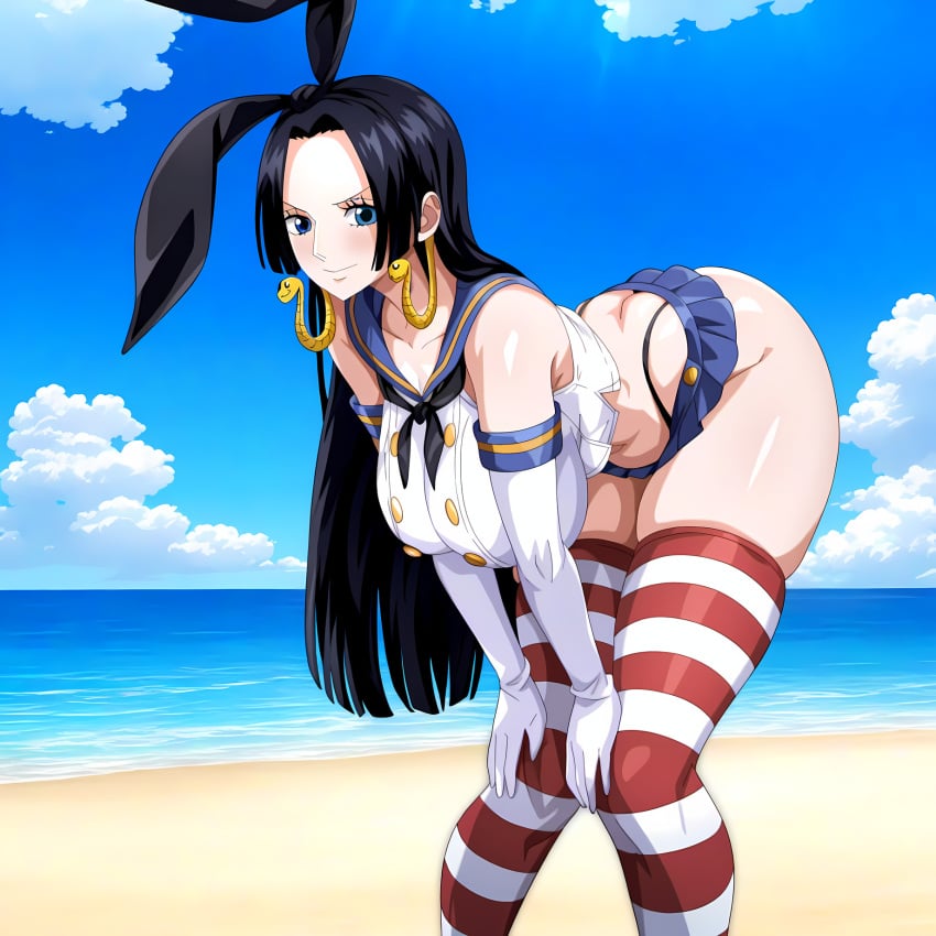 ai_generated ass_cleavage boa_hancock butt_crack female female_only one_piece one_piece_girls thong thong_straps whale_tail