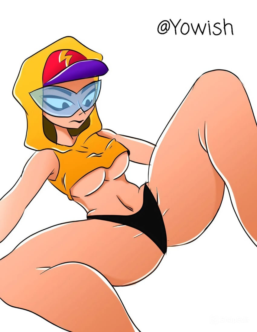 angry big_ass big_breasts brawl_stars legs legs_spread max_(brawl_stars) streetwear_max tinted_eyewear