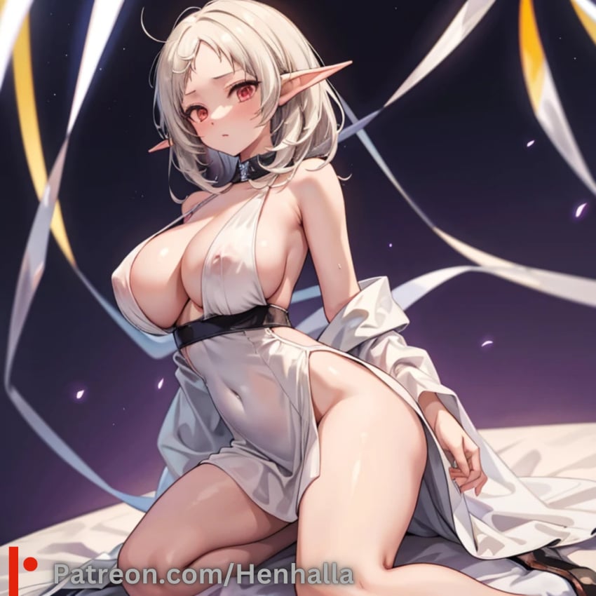 1girls ai_generated big_breasts blue_eyes breasts dress henhalla mushoku_tensei solo solo_female sylphiette_(mushoku_tensei) young younger_female