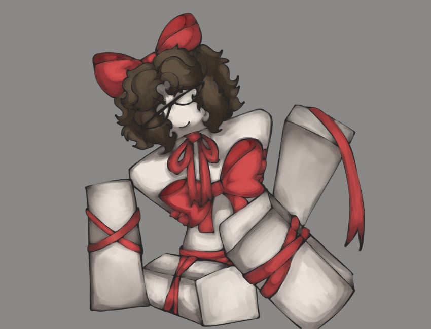 bow breasts brown_hair cute cute_face merry_christmas ribbon ribbons rise_of_aria roblox roblox_avatar robloxian small_breasts sonia_weston tied_up