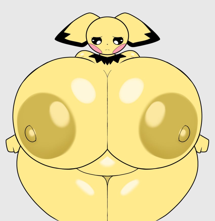 1girls :c adorable big big_ass big_breasts big_ears breasts breasts_bigger_than_head breasts_focus breasts_out chubby chubby_female crying crying_with_eyes_open cute female female_focus female_only furry huge_breasts huggable_design hyper hyper_breasts nintendo pichu pokémon_(species) pokemon pokemon_(species) sad solo solo_female standing tha_randomu trandomu yellow_body