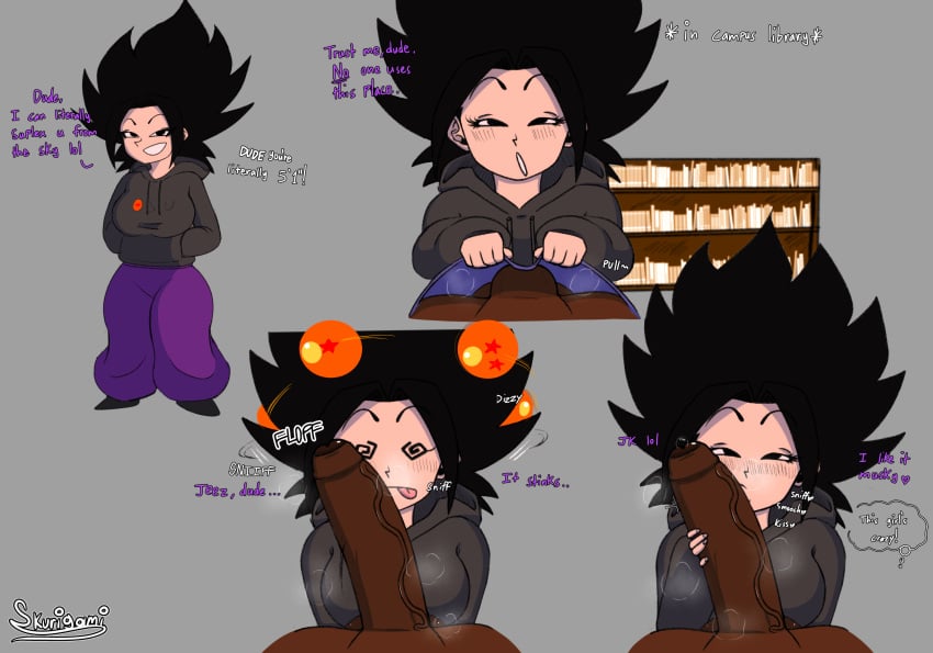 big_balls big_breasts big_penis caulifla dark-skinned_male dizzy_eyes dragon_ball dragon_ball_super kissing_penis male/female musk_clouds musky_cock precum pulling_down_pants seeing_stars skurigami smelling_penis smelly_cock tongue_out