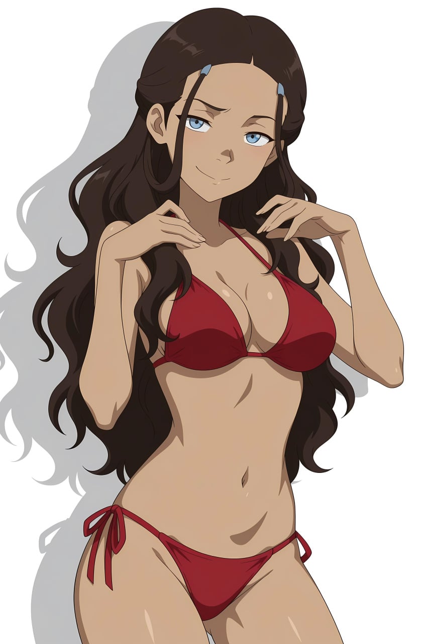 ai_generated avatar_the_last_airbender bikini katara red_bikini sexy_pose tagme tagme_(artist) white_background