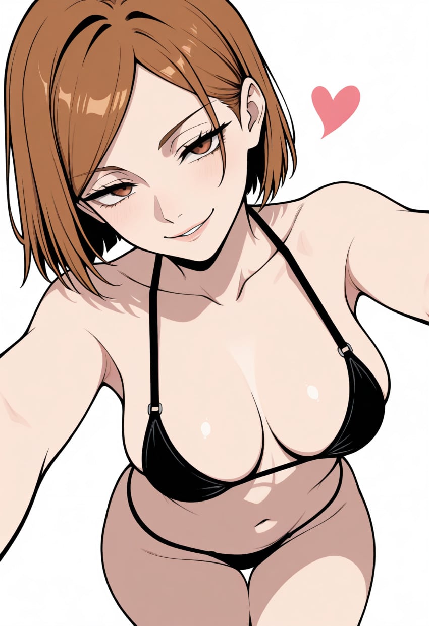 ai_generated bikini black_bikini heart micro_bikini nobara_kugisaki sexy_pose tagme tagme_(artist)