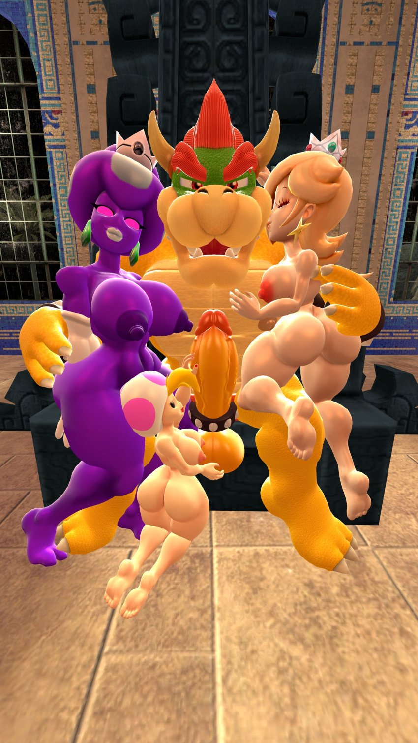 1boy 3d 3d_(artwork) 3girls alien anthro ass backboob balls ballsack bara barefoot big_ass big_breasts big_butt big_penis big_thighs black_eyes blonde_hair bowser breasts bubble_ass bubble_butt butt claws closed_eyes cock_ring_(decorative) crown earrings elbow_gloves erection female gloves green_earrings green_head hair_over_one_eye half-closed_eyes horns human humanoid humanoid_penis jolene_(paper_mario) koopa larger_male light-skinned_female light_skin lips lipstick long_hair male mario_(series) mario_and_luigi_(series) masculine mature_male mushroom mushroom_humanoid mxp1985 nail_polish naked nintendo nipples nude paper_mario penis pink_eyes platinum_blonde_hair princess_rosalina princess_shroob purple_body purple_nipples purple_skin red_eyes red_hair red_lipstick red_nail_polish red_nails round_ass round_butt scrotum self_upload shroob source_filmmaker star_earrings super_mario_bros. testicles thick thick_ass thick_hips thick_penis thick_thighs veiny_penis white_gloves white_lipstick wide_hips yellow_body yellow_skin