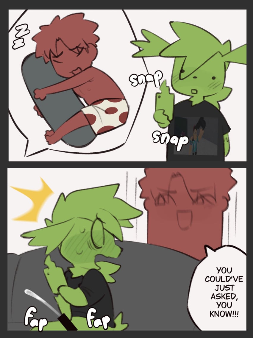 anthro blush blush_lines bodily_fluids body_pillow censor_bar censored censored_genitalia censored_penis colored comic cum dialogue duo english_text generation_4_pokemon genital_fluids hi_res human legendary_pokemon male male/male mammal masturbation meme nintendo pillow pokemon pokemon_(species) roblox robloxian shaymin sky_forme_shaymin surprised svkhaiminh sweat sweatdrop text