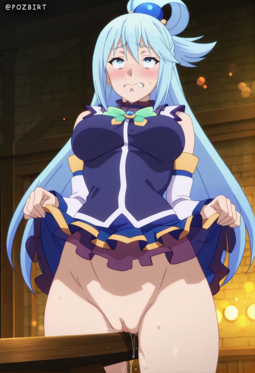 1female 1girls ai ai-created ai_generated aqua_(konosuba) artist_name big_breasts blush breasts completely_nude female girl goddess human kono_subarashii_sekai_ni_shukufuku_wo! large_breasts looking_at_viewer medium_breasts naked nipples nude nude_female patreon patreon_logo patreon_username pozbirt pussy sexy sexy_body sexy_female uncensored watermark