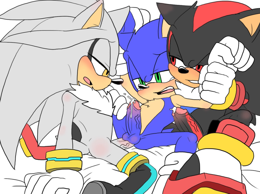 anal anal_sex angelofhapiness anthro ass blush erection footwear furry gloves group group_sex hedgehog humanoid_penis male mammal naughty_face nude penetration penis precum rape_face reclining restrained sex shadow_the_hedgehog shoes silver_the_hedgehog smile smirk sonadow sonic_(series) sonic_the_hedgehog spread_legs spreading tears threesome vein veiny_penis yaoi