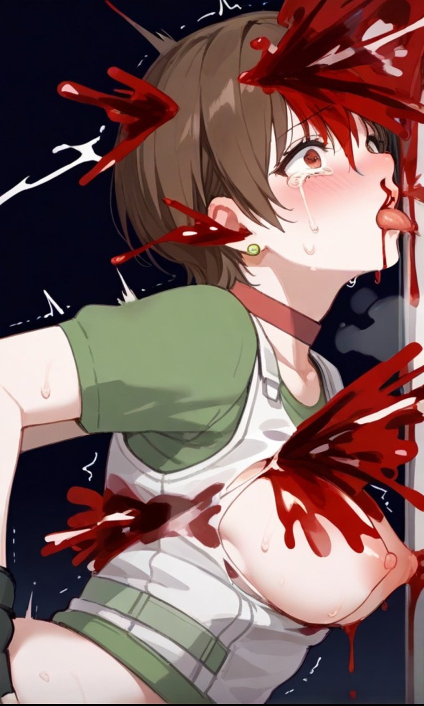 ai_generated assassination blood gore guro nipples rebecca_chambers resident_evil shot_in_head