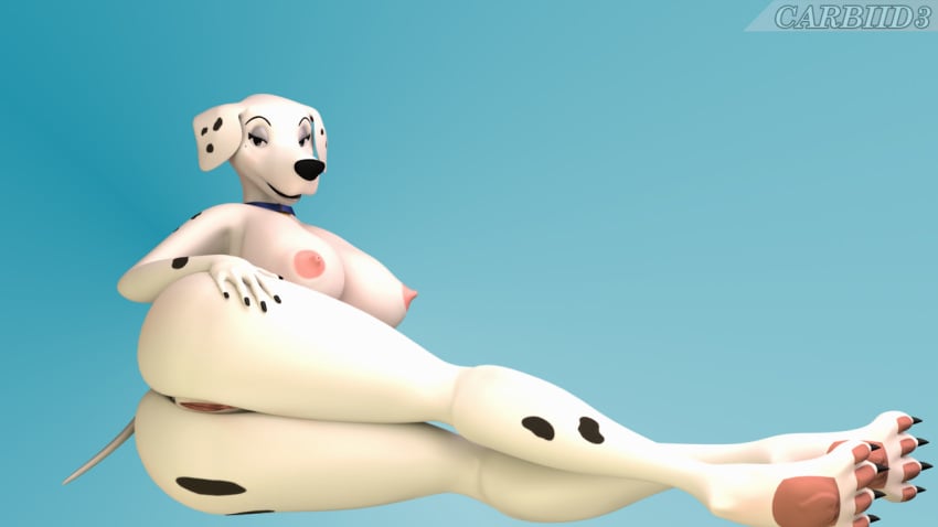 101_dalmatians 1girls 3d anthro areolae ass breasts canid canine canis carbiid3 collar dalmatian disney erect_nipples furry huge_breasts nipples nude nude_female pawpads paws perdita pink_areola pink_nipples pussy simple_background solo solo_female