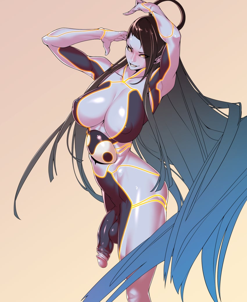 1futa black_hair capcom futa_only futanari long_hair long_penis muscular_arms muscular_female muscular_futanari muscular_thighs nude nude_futanari penis penis_out seth_(sfv) seth_(street_fighter) street_fighter tomoyuki_kotani white_skin white_skinned_futanari yellow_eyes yin_yang