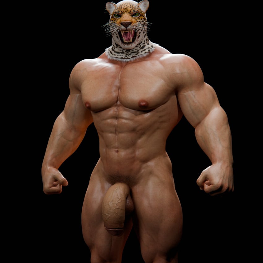 1boy balls bara barazoku big_penis king_(tekken) light-skinned_male light_skin male male_only muscular muscular_male penis solo solo_male tekken voluox