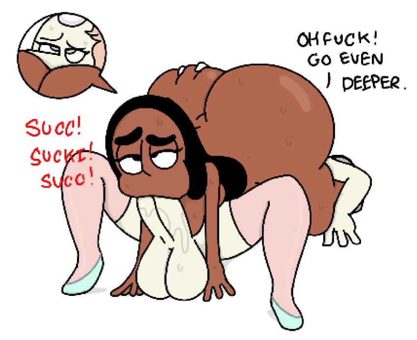 1futa 1girls 69 69_position :>= age_difference ass ass_grab big_ass big_breasts big_penis breasts brown_hair bubble_butt cartoon_network close-up completely_nude connie_maheswaran dark-skinned_female dark_skin dialogue duo eating_ass english_text erection fat_ass fellatio female full_mouth futa_on_female futanari gem_(species) looking_pleasured mostly_nude nude nude_female nude_futanari on_ground onomatopoeia oral pearl_(steven_universe) penis penis_out saliva saliva_trail scrotum steven_universe sweat sweatdrop sweating talking_to_partner taller_futanari testicles theslashfive thick_thighs white_skin wide_hips