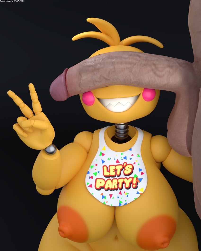 1boy 3d 3d_(artwork) animatronic anthro anthro_penetrated big_balls big_breasts big_penis blender blender_(software) breasts cant_see_the_haters curvaceous curvy digital_media_(artwork) female five_nights_at_freddy&#039;s fnaf furry heart-shaped_pupils hi_res huge_breasts human peace_sign penis robot robot_girl tagme thick tits_out toy_chica_(fnaf) toy_chica_(love_taste)