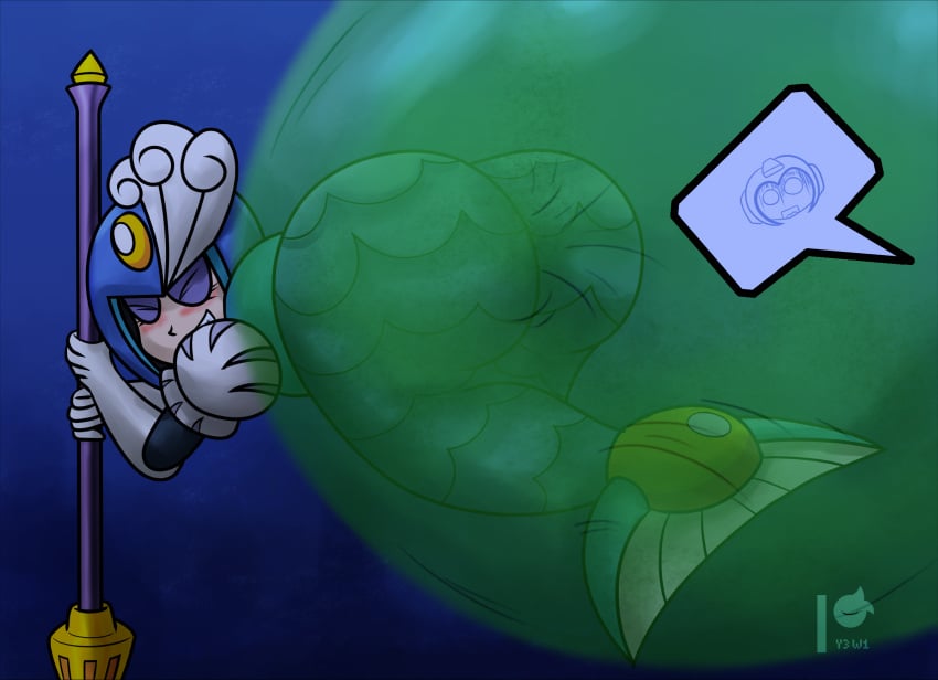 ass ass_focus bubble fart fart_bubble grinning mega_man mega_man(classic) mega_man_(character) mega_man_9 mermaid offscreen_male shocked splash_woman tagme thumtas_(artist) underwater