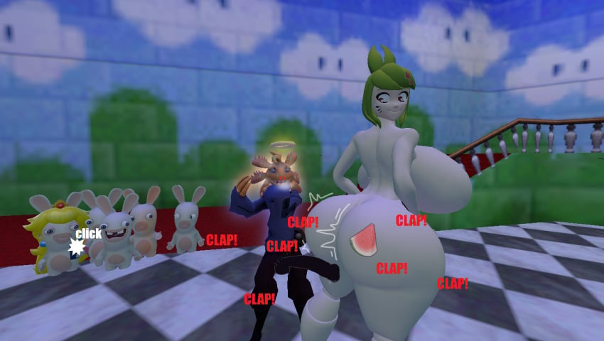 3d 3d_(artwork) axol_(smg4) big_ass big_breasts clapping_ass clapping_butt clapping_buttocks clapping_cheeks garry's_mod gmod halo kaibernation mario_(series) mario_+_rabbids mario_+_rabbids:_kingdom_battle melony_(smg4) nosebleed onomatopoeia rabbid rabbid_peach raving_rabbids smg4 sweat tattoo_on_ass text thirsty