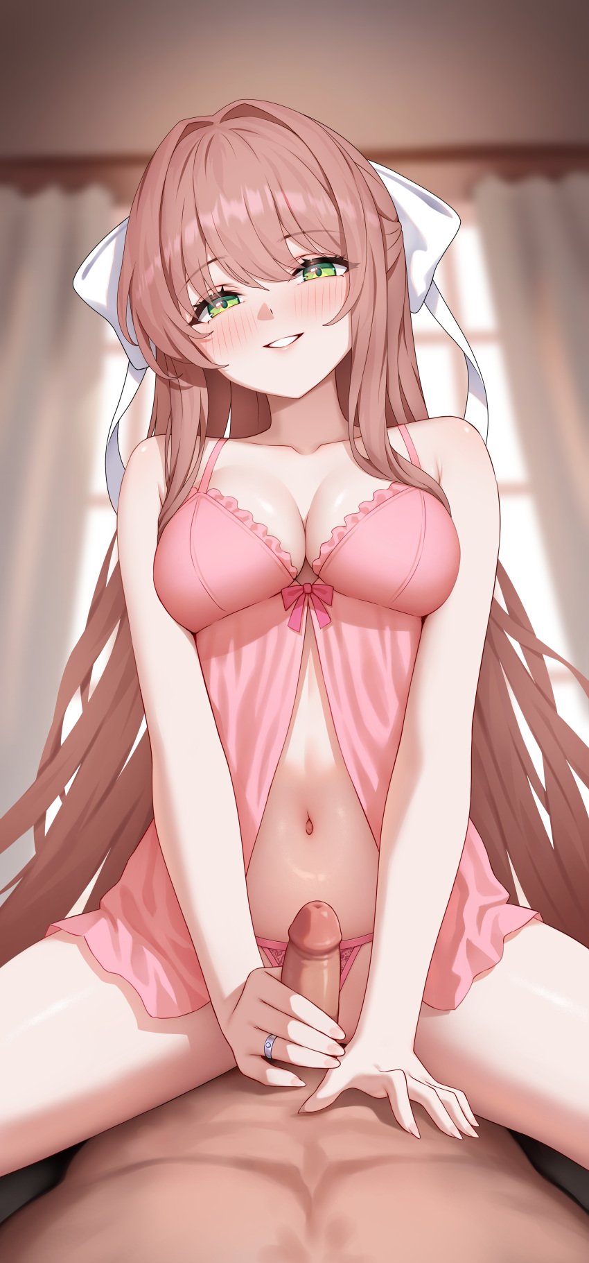 ass breasts brown_hair doki_doki_literature_club female lingerie long_hair monika_(doki_doki_literature_club) secon thighs