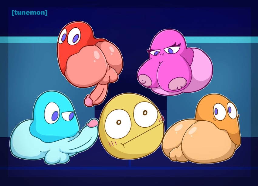 ass balls blinky_(pac-man) breasts clyde_(pac-man) inky_(pac-man) nipples pac-man pac-man_(series) penis pinky_(pac-man) tagme tunemon