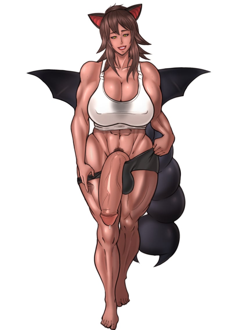 1futa artist_request balls big_breasts breasts brown_hair clothed clothing commission commissioner_upload dark-skinned_futanari dark_skin flaccid fully_clothed futa_only futanari gliscor huge_cock human koroza_(futaflux) long_hair monster_girl muscular muscular_futanari panties penis pokemon solo source_request tail