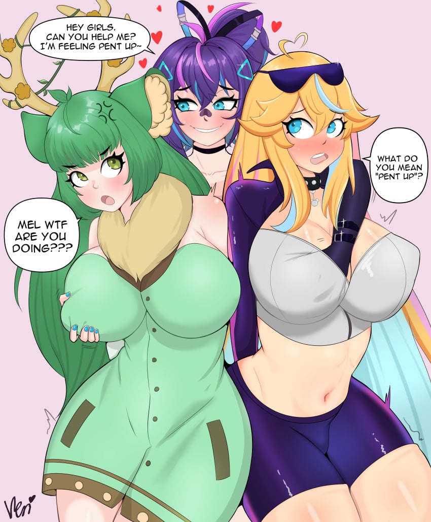 3girls anwo arielle_(vtuber) asexual asexual-chan asexual_aspie asexual_new_world_order aspie autism autistic autistic_asexual autistic_new_world_order fully_clothed groping haruka_karibu melody_(projektmelody) projektmelody revi_lewds veridrws virtual_youtuber vshojo