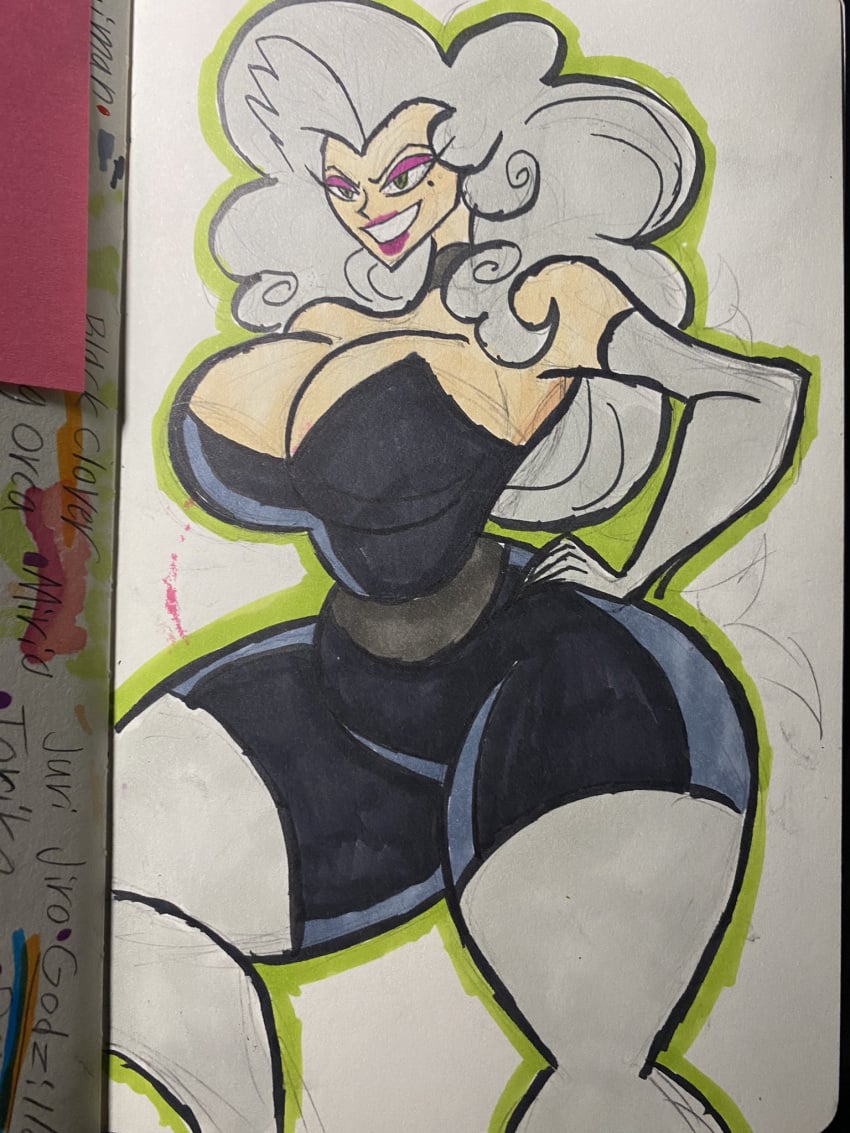 big_ass big_breasts colored_sketch danny_phantom dawna_phantom genderswap_(mtf) white_hair