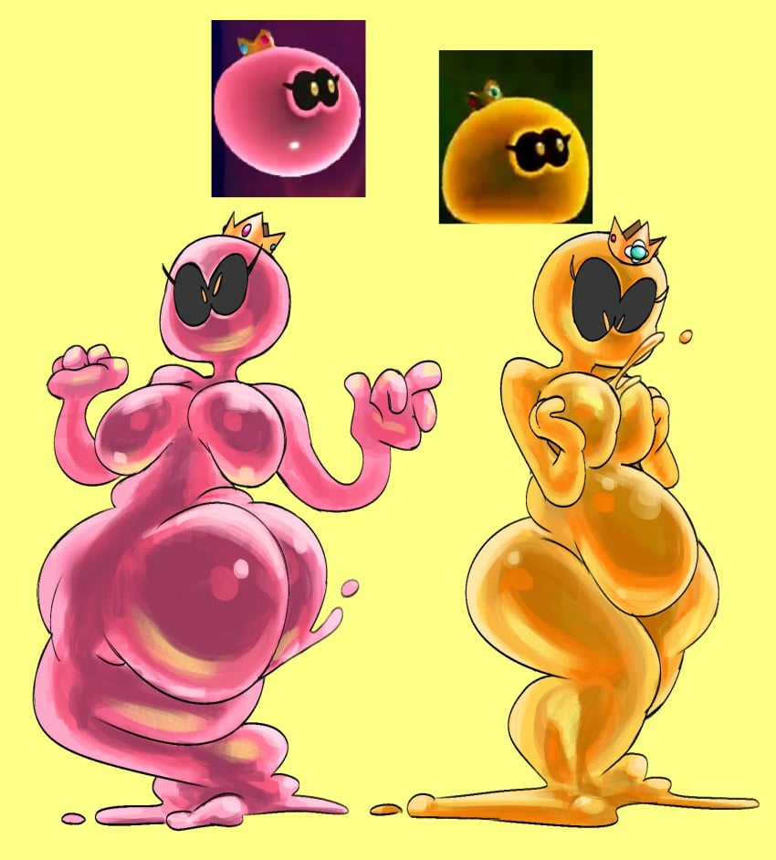 2girls alternate_form breasts female female_only humanoid mario_(series) multiple_girls nintendo princess_daisy princess_daisy_(wubba) princess_peach princess_peach_(wubba) ratgoosart slime slime_girl super_mario_bros._wonder tagme wubba