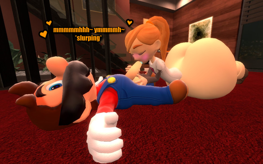 3d 3d_(artwork) ass_bigger_than_head big_ass blowjob bottomless garry's_mod gmod huge_ass human_meggy kaibernation mario mario_(series) meggy_spletzer moaning oral smg4 t-pose tagme text