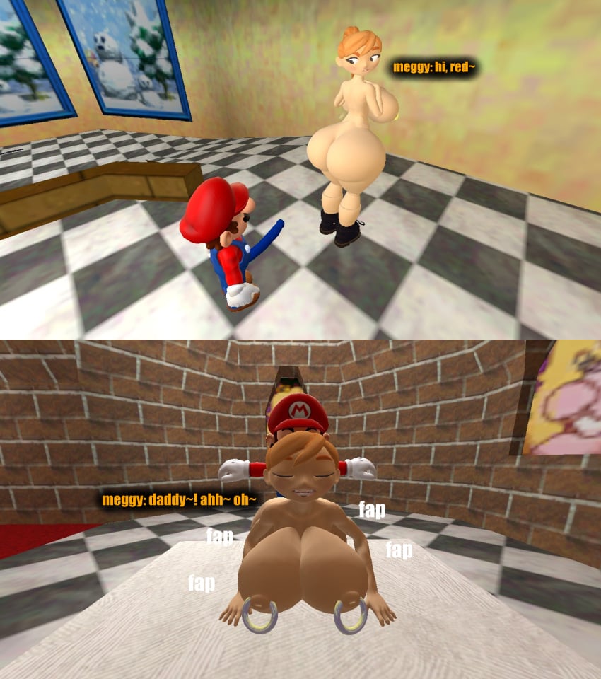 3d 3d_(artwork) dialogue erection from_behind garry's_mod gmod human_meggy kaibernation mario mario_(series) meggy_spletzer naked naked_female nude nude_female onomatopoeia pierced_nipples piercing piercings sex sex_from_behind smg4 t-pose tagme text