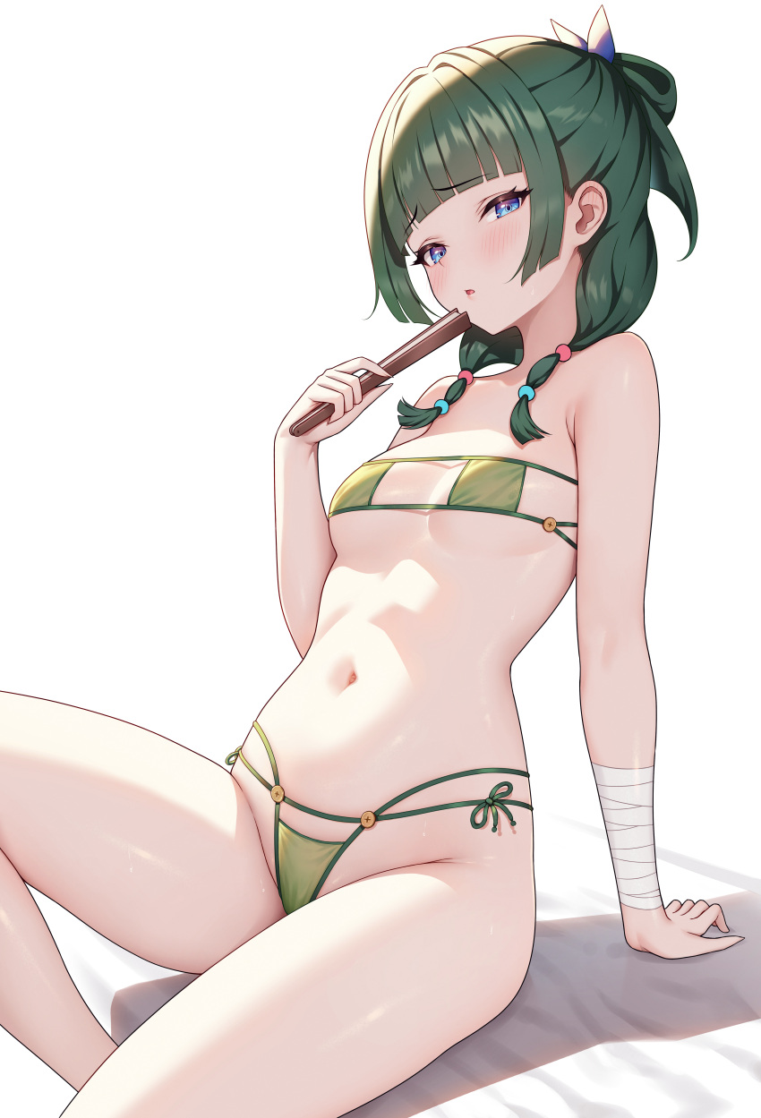 ass bikini breasts female green_hair secon short_hair thighs