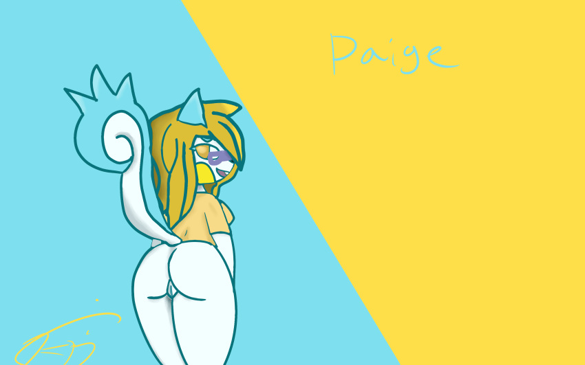 16:10 absurd_res anthro ass bottomless clothed clothing eyewear female generation_4_pokemon genitals glasses hi_res jaed nintendo open_mouth pachirisu paige_the_pachirisu pokemon pokemon_(species) presenting presenting_hindquarters pussy shirt solo tail topwear widescreen