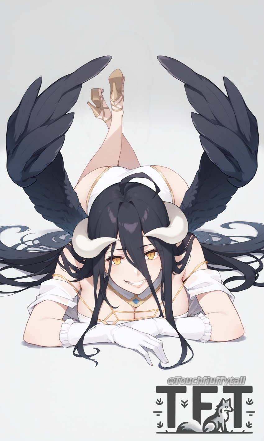 ai_generated albedo_(overlord) demon_girl demon_horns overlord_(maruyama) succubus touchfluffytails white_horn yellow_eyes