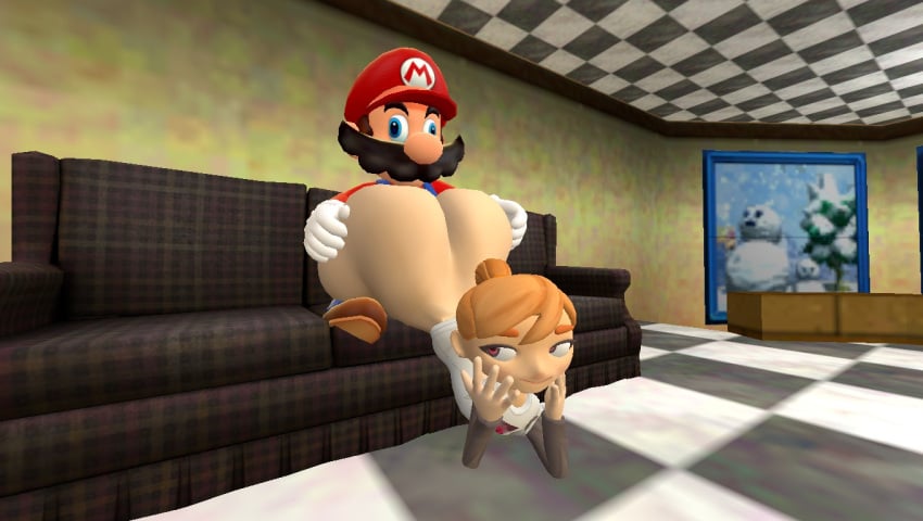 3d 3d_(artwork) ass big_ass bottomless face_down_ass_up garry's_mod gmod holding_ass human_meggy kaibernation mario mario_(series) meggy_spletzer smg4