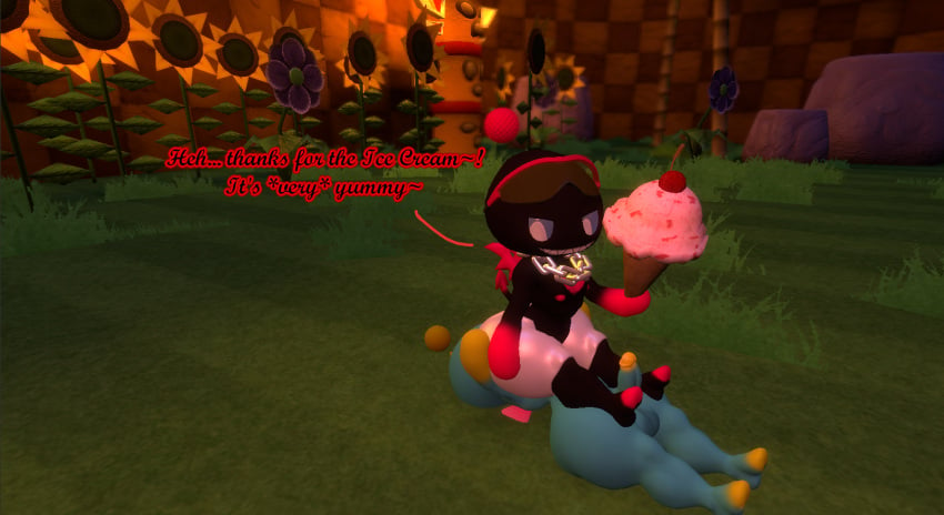 2boys 3d 3d_(artwork) anilingus antenna ass ball balls big_ass black_body chains chao_(sonic) cherry cone cyan_body dark_chao dialogue eating_ass english_dialogue english_text erect erect_penis erection facesitting flower food furry gay glasses grass green_hill_zone hands_on_ass ice_cream ice_cream_cone outdoors outside penis rock rocks sega shorts sitting sitting_on_person sonic_(series) sonic_the_hedgehog_(series) spade_tail strawberry_ice_cream sunflower tail text totem totem_pole tree trees wings yaoi