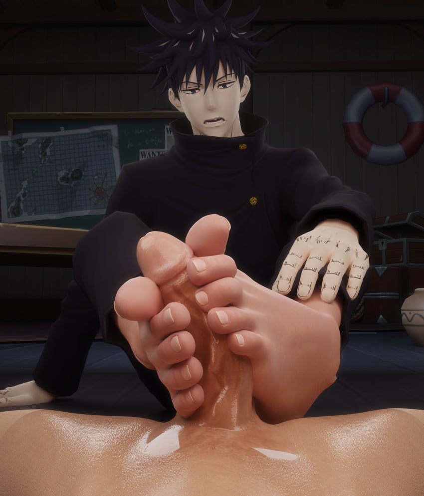 2boys 3d big_feet foot_fetish foot_focus footjob fushiguro_megumi jujutsu_kaisen male_only mrgtsfloop nude_male_clothed_male soles yaoi