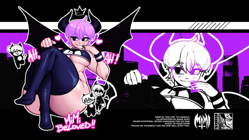 1girls 2d 2d_(artwork) 2d_artwork ass baasng big_ass big_breasts big_butt blush breasts bubble_ass bubble_butt clothed clothed_female clothes clothing crown female female_focus female_only hair heart highres horn horns light-skinned_female light_skin mimi_(baasng) newgrounds oc original_character pink_hair revealing_clothes short_hair solo solo_female solo_focus text thick thick_ass thick_thighs thighhighs thighs thunder_thighs thunderthighs wallpaper