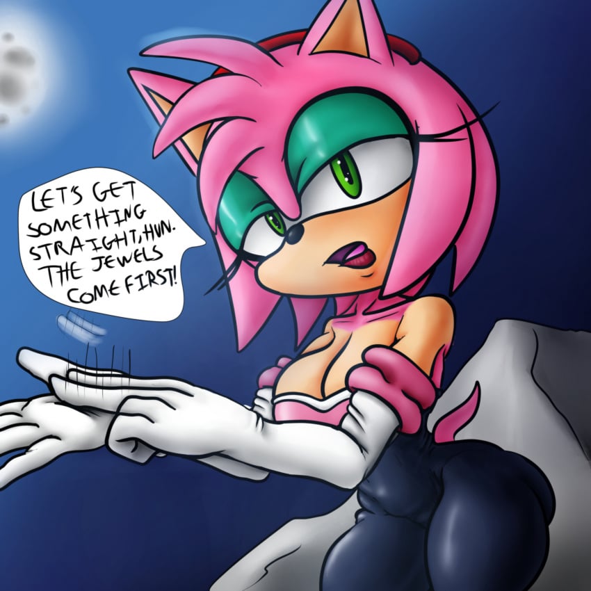 amy_rose amy_the_bat big_ass big_breasts bodysuit curvy general_godzilla neckline rouge_the_bat_(cosplay) sonic_(series) spandex_suit