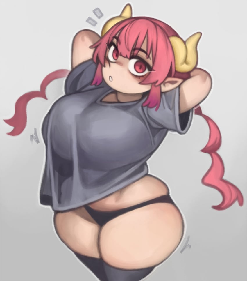 1girls breasts dragon_girl dragon_horns female hi_res hips horns huge_breasts ilulu_(dragon_maid) kelvin_hiu light-skinned_female light_skin long_hair massive_breasts miss_kobayashi's_dragon_maid pink_eyes pink_hair pointy_ears shortstack thick_thighs thighs wide_hips