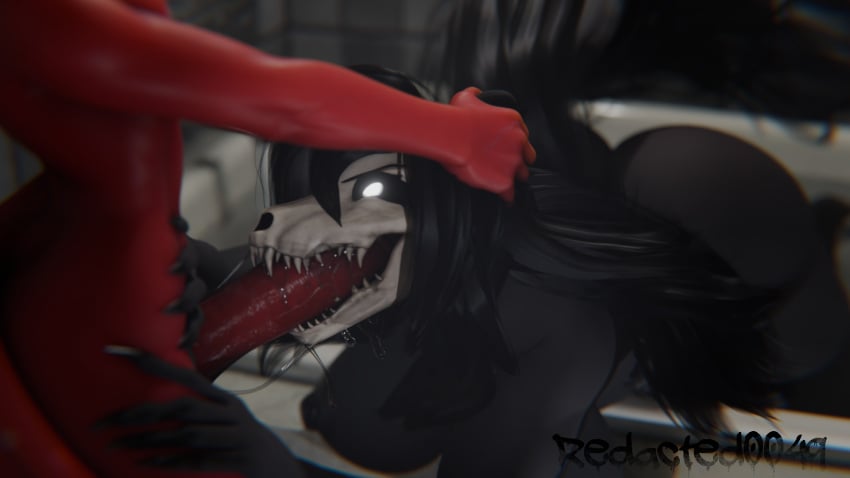 3d ass breasts deepthroat face_fucking facefuck furry hair helluva_boss imp male moxxie_(helluva_boss) nipples oral partial_male penis redacted0049 saliva scp-1471 scp-1471-a_(da.nilkaz) scp_foundation thrusting thrusting_into_mouth