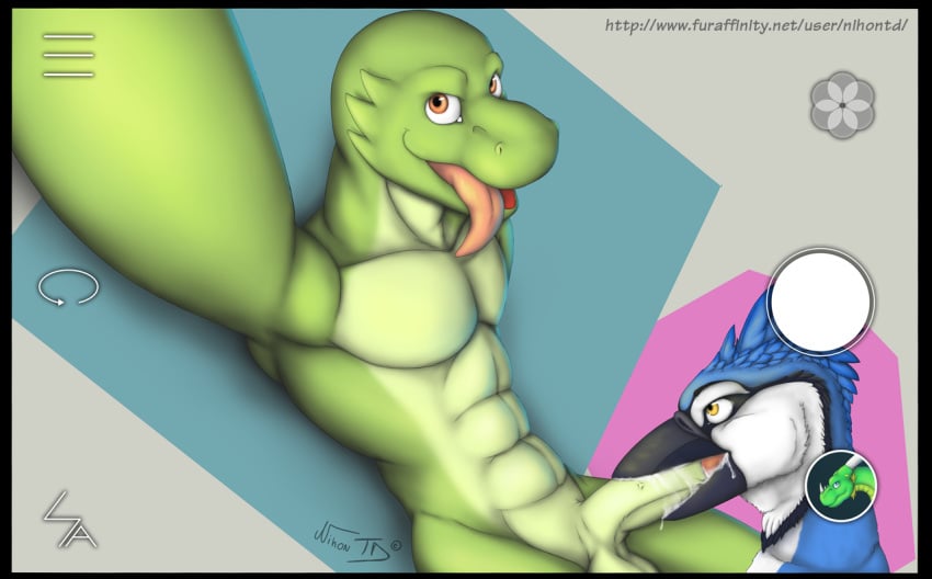 abs anthro armpits avian balls beak bird dragon fellatio interspecies liquid male muscular nihontd nihonthedragon oral pecs penis photo selfie sex simple_background through_lens tongue tongue_out yaoi