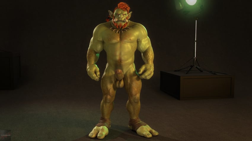 2_fingers 2_toes big_muscles darkviperbara feet forest_troll green_skin green_skinned_male hair hindpaw male male_only muscular orange_hair paws pecs penis toes troll troll_(warcraft) troll_male tusks video_games warcraft world_of_warcraft wow